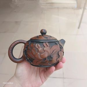 Teewaren Jianshui Purpur Clay reiner handgefertigter Lotus Full Carving Tea Pot (nicht Yixing Zisha) Kung Fu Tee Set Getränke Teezeremonie