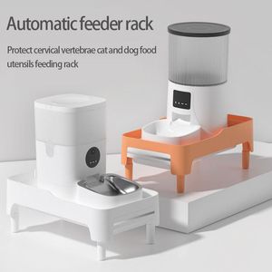 Tillförsel Automatisk matare Höjad hyll Cervical Spine Protection Bowl Intelligent Cat Feeder Bracket Pet Matare Förhöjd hyllan