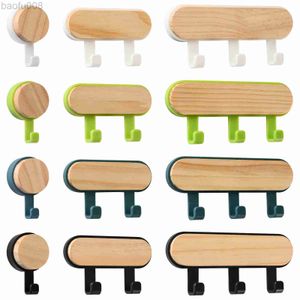 Robe Hooks 1Pcs Strong Self Adhesive Door Wall Hangers Hooks ABS Wood Hat Racks Key Hanger Wall Organizer Kitchen Bathroom Accessories W0411