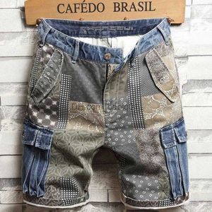 Men's Shorts Men Streetwear Jeans Hiphop Splice 2022 Fashion Work Clothes Cowboy Shorts MEN'S Capris Loose Summer Thin Pants Breeches Korean T230502