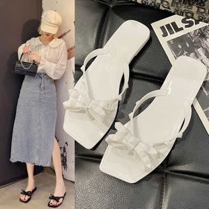 Sandals Hot 2022 Fashion Woman Flip Flops Summer Shoes Cool Beach Rivets big bow flat sandals Brand jelly shoes sandals girls size 36-40 AA230502