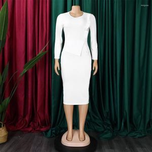 Casual Dresses Women's Dress White Spring Style Temperament Slim Fit Pencil Fashion Wrap Hip African Large Designer