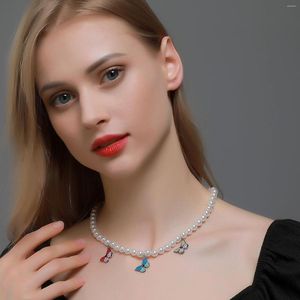 Catene Collane Pendenti Farfalla Collana di perle Primavera Piccolo girocollo a cuore fresco per donna Grosso da donna