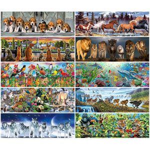 Stitch 5D Diamond Målning Animal World Diamond Embroidery Dog Tiger Lion Horse Bird Full Drill Wall Art Living Room Bedroom Home Decor