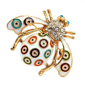 Brooches Amazing Round Circle Pattern White Enamel Honey Bee Pin Brooch Lovely Insect Collection Gift Jewelry For Birthday Themed Party