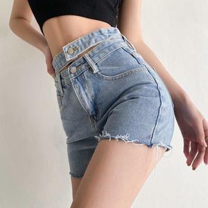 Women's Jeans Short Pants For Women Vintage High Waist Frayed Straight Sheath Denim Casual Simple Style Solid Summer