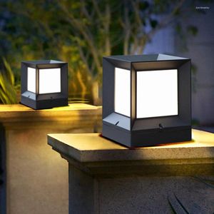 Thrisdar E27 Cube Outdoor LED Pillar Lamp Courtyard Gate Door Stigma Waterproof Landscape Villa Pathway Post Boilards Light