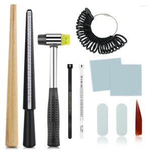 Watch Repair Kits Tools & 11Pcs Ring Mandrel Sizer Stick Finger Guage Hammer Jewelry Measuring Equipment G5GCRepair Hele22