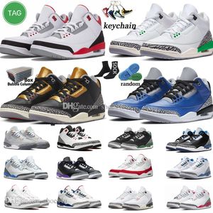 3 basketskor för män Dam Jumpman 3s Lucky Green Pine Svart Vit Cement Reimagined True Racer Blue UNC Fire Red Washington Herr Womens Trainers Sport Sneakers