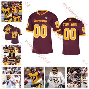 Central Michigan Chippewas Futbol Forması Tyreece Woods Jr. Myles Bailey Alec Palella Keegan Smith Dakota Cochran Ormondell Dingle Mens Özel Dikişli Jersey