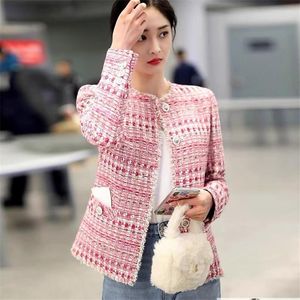 Damen Jacken Hohe Qualität Herbst Mode Frauen Luxus Quaste Tweed Mantel Elegante Vintage Süße Damen Langärmlige Lose Rosa Jacke Top