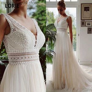 Party Dresses Bohemian Wedding Dresses V Neck Appliques Lace Tulle White Ivory Beach A-Line Boho Bride Gown 2021 vestidos de novia T230502