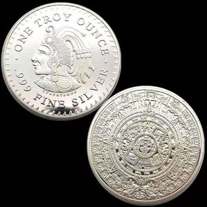Mexico silvermynt ett troy ounce maya kalender mynt samling minnesmynt lyckligt myntutmaningsmynt
