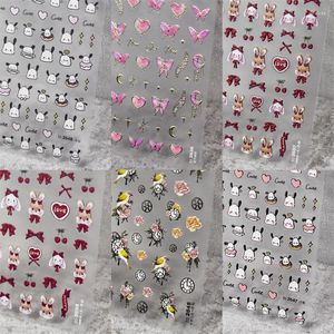 Present Wrap 50-70pcs 3D Cartoon Stickers Söta djur japanska fjäril nagelprydnader graffiti DIY konstdekaler för barn