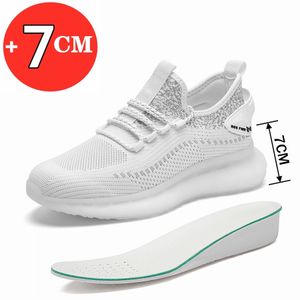 Män mode sneakers bekväma andningsbara hissskor höjd ökar skor högre skor fritid mesh hög innersula 7cm