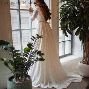 فساتين الحفلات AE0063 Vestidos de Novia فستان الزفاف الدانتيل طويل الأكمام Longue Longue لتكون ثوب الزفاف Robe De Marie T230502