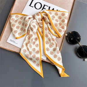 Scarves Luxury Hair Ribbon Scrunchies Silk Scarf Women Design HairbandsFemale Neck Tie Bowknot Headband Wrist Wrap Accessories Bezel J230502