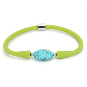 Armreif 7 Zoll Multicolor Naturstein Armband Türkis Jade Casual Silikon Seil für Männer Frauen Modeschmuck DIY Geschenk