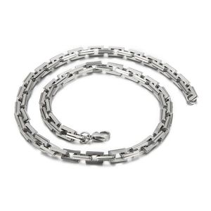 Rostfritt stål dubbel rektangel länkkedja halsband för män kvinnor 7mm 18-26 tum silver pappersklipp choker kedja