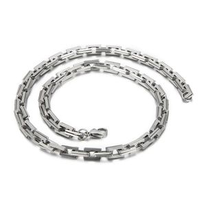 Rostfritt stål dubbel rektangel länkkedja halsband för män kvinnor 7mm 18-26 tum silver pappersklipp choker kedja