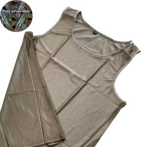 T-shirts ledande silverfiber stretchy ärmlös skjorta emf/emi/rf blockerar faraday tyg underkläder väst mjuk