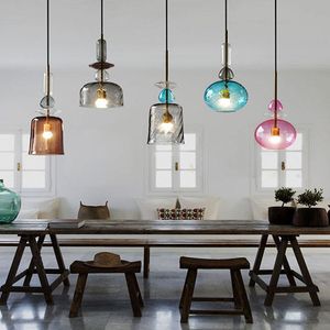 Pendant Lamps Nordic Modern Style Color Single-Head Glass Lamp Simple And Creative Bar Living Room Restaurant B&B Bedroom Bedside Chandelier