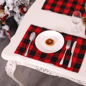 Tapetes de mesa de alta qualidade placemat preto vermelho quadrado xadrez xadrez de mesa de mesa à prova d'água à prova de óleo