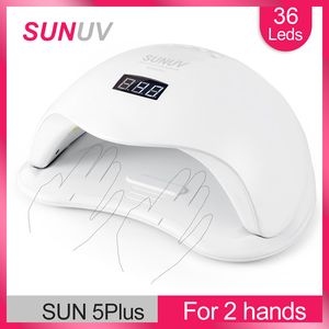 Nail Dryers SUNUV UV Led Lamp SUN5 5Plus48W Nail Dryer For Curing All Types Gel 99s Low Heat 36 Leds UV Lamp for Two Hands Nail Art Machine 230428