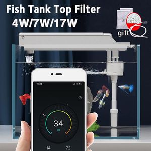 Pumpar 4 in1 Fish Tank Top Filter Purification Cirkulation Pump Externt filtersystem med filterlåda Topp akvariumtillbehör