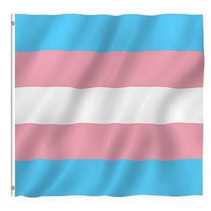 100 st 3x5 ft Breeze Transgender Flagga Pink Blue Rainbow Flags LGBT Pride Banner Flags med mässing GROMMETS