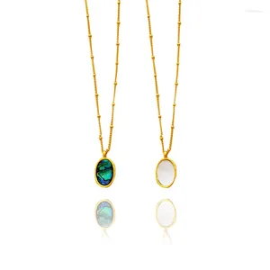 Hänge halsband vintage för kvinnor naturliga dekorationer gröna skal pärlor halskedja kvinnliga smycken grossist gåva
