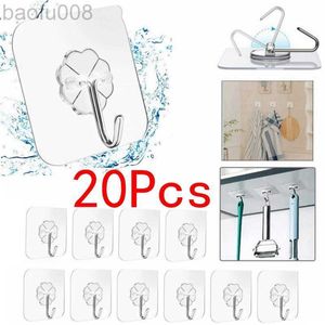 Robe Hooks 5 10 20 Pcs Door Hook Adhesive Wall Hooks Transparent Anti-skid Traceless Heavy Duty Stick on Hook Bathroom Kitchen Wall Sticker W0411