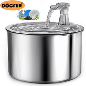 Forniture Fontana d'acqua per gatti Fontana d'acqua automatica per animali domestici con sensore silenzioso in acciaio inossidabile 304 per gatti 2L/67OZ Cani che bevono