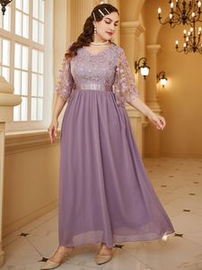 Abiti Toleen 2022 Summer Plus size Maxi Dresses for Women Designer di lusso Purple Long Elegant Elegant Evening Party Turchia Abbigliamento