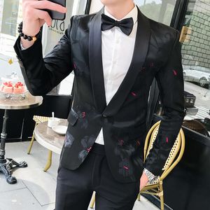 Men's Suits Vintage Luxury Jacquard Blazers Men 2023 Flower Slim Fit Blazer Jacket Hommes Wedding Club Party Dress Singers Costumes