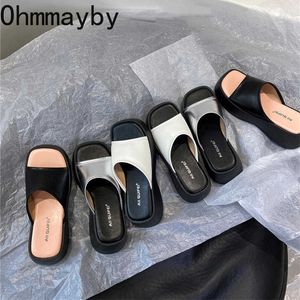 Slippare 2023 Summer Slippers Fashion Open Toe Women Slides Ladies Comfort Thick Sole Wedges Beach Vacation Sandalias Flip Flop J230502