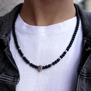 Choker Classic Necklace Men 2023 Simple Cubic Zircon 6mm Matte Bead For Jewelry Gift