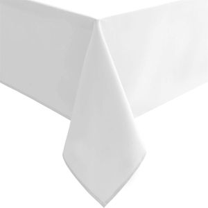 مستطيل أبيض مفصل - مقاوم للماء مقاومة للبوليستر القابلة للغسل قطعة قماش طاولة من أجل حفل زفاف حفلة عيد ميلاد الطعام ، 54 × 80 بوصة