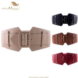 Other Fashion Accessories SISHION Vintage Wide Belts for Women Famous Brand Designer Elastic Party Belts Women's Red Camel Black Costume Belts VB0007 J230502