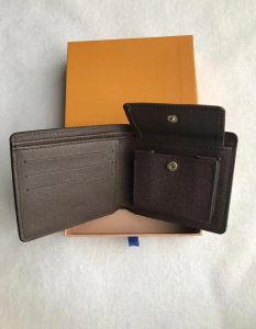 6色メンズブランドウォレットメンズレザーと男性用の財布の財布の財布の男性財布とオレンジ色の箱ダストバッグ