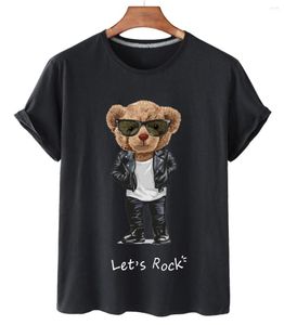 Damen-T-Shirts (Sonnenbrillen-Bärenkollektion) Baumwolle, Kurzarm, O-Ausschnitt, Damen, Sommer, übergroß, Unisex, 4XL