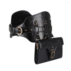 Waist Bags Steampunk Vintage Pu Waistpack Viking Warrior Wide Belt Outdoor Versatile Bag Role Play Clothing LARP Accessories