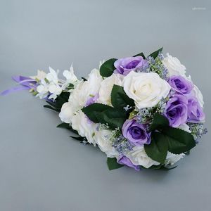 Dekoratif çiçekler 1 adet gelin su damlası şekli yapay gül tutan Avrupa simülasyonu çiçek brial sahte düğün buket