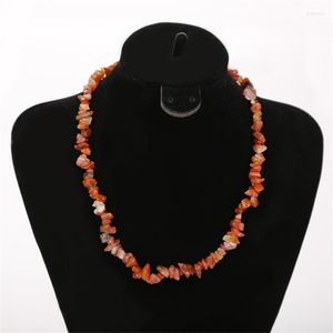 Chains 24PCS Carnelian Necklace Natural Stone Breciated Gravel Bead For DIY Fashion Energy Healing Jewelry Whoelsale