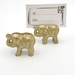 Party Favor Lucky Golden Elephant Place Posieka karty Dekoracja ślubu Favours Name Card Holder