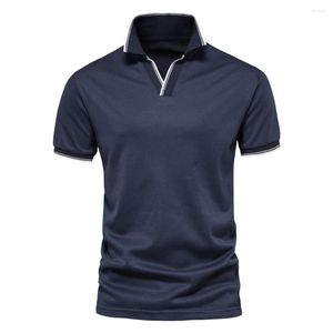 Men's Polos V Camisetas Polo de pescoço para homens Men Solid Cor de manga curta Camiseta clássica Mens 2023 Camisa de camisa de verão Tops