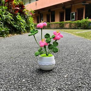 Dekorativa blommor virkade klöverväxter bonsai konstgjorda handstickade gåvor till vänner hemrumsbord skrivbordsdekorationer tillbehör