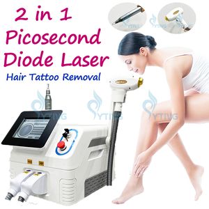 Máquina de depilação a laser de diodo 808nm 2 em 1 ND YAG picosegundo remover tatuagem