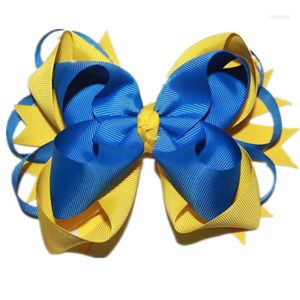 Hair Accessories USD1.5/PC Big Stacked Boutique Bows With 6cm Clips Royal/Blue/Yellow Grosgrain Ribbon Good Quality