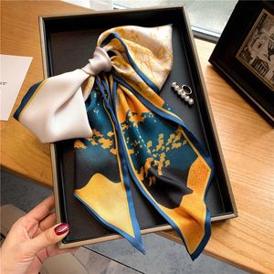 Scarves 2022 New Fashion Headbands for Women Designer Hair Bands Silk Skinny Scarf Scrunchie Ribbon Female Bandana Knot Accessories J230502